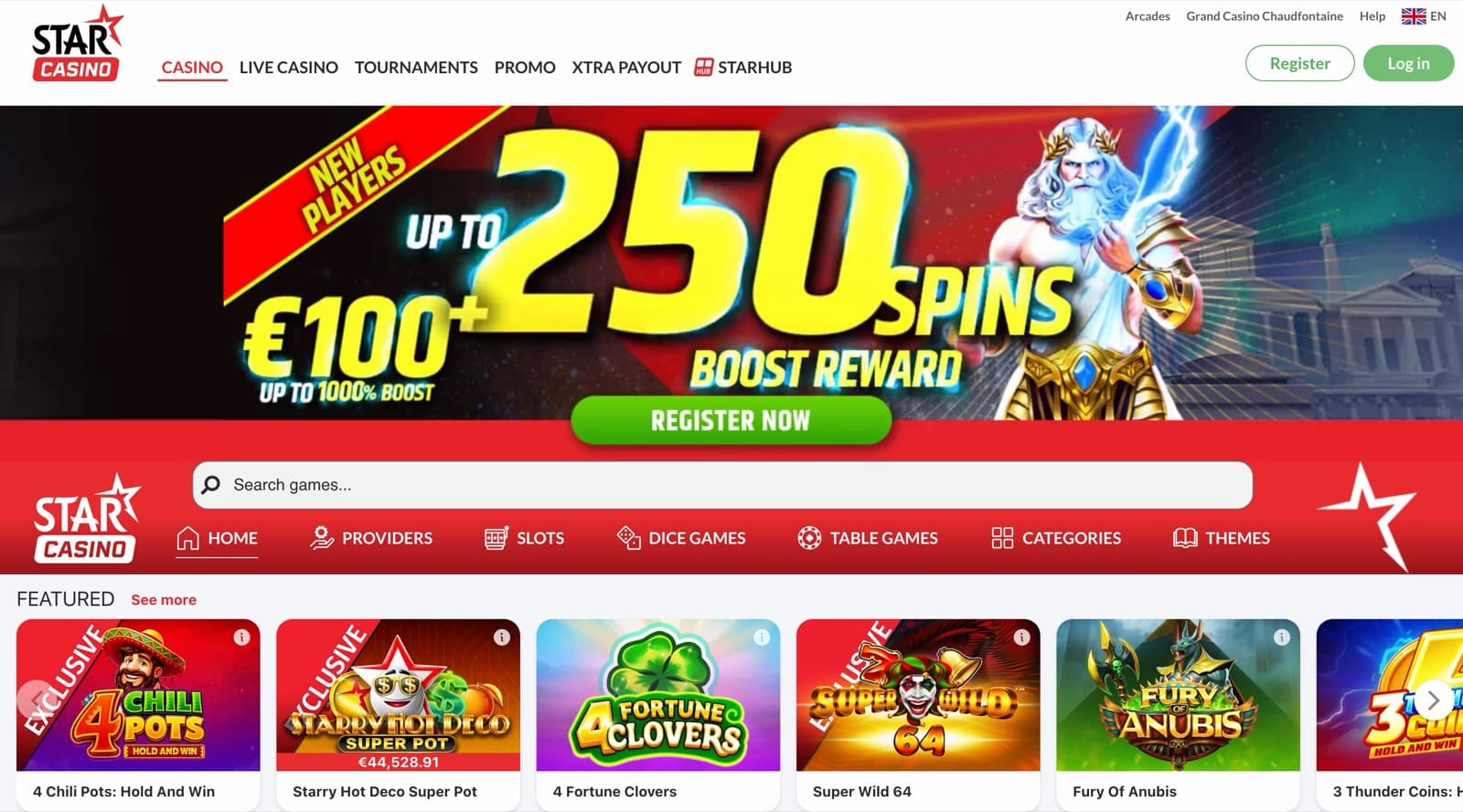 StarCasino player experience shown on desktop